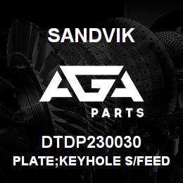 DTDP230030 Sandvik PLATE;KEYHOLE S/FEED CYL | AGA Parts