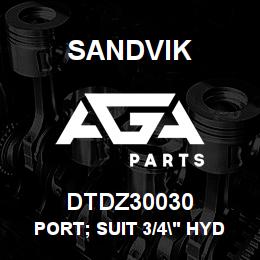 DTDZ30030 Sandvik PORT; SUIT 3/4" HYDRAULIC TUBE | AGA Parts