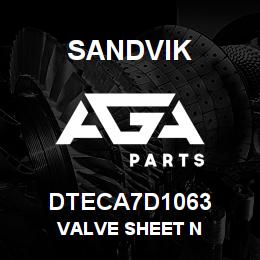 DTECA7D1063 Sandvik VALVE SHEET N | AGA Parts