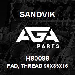 H80098 Sandvik PAD, THREAD 90X85X16 PLATE | AGA Parts