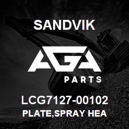 LCG7127-00102 Sandvik PLATE,SPRAY HEA | AGA Parts