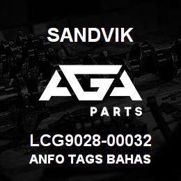 LCG9028-00032 Sandvik ANFO TAGS BAHAS | AGA Parts