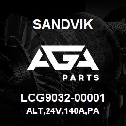 LCG9032-00001 Sandvik ALT,24V,140A,PA | AGA Parts