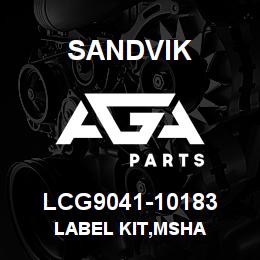 LCG9041-10183 Sandvik LABEL KIT,MSHA | AGA Parts