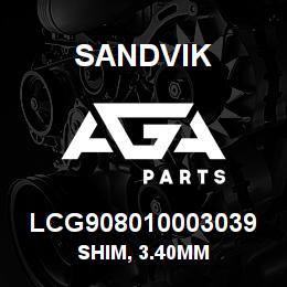 LCG908010003039 Sandvik SHIM, 3.40MM | AGA Parts