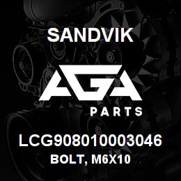 LCG908010003046 Sandvik BOLT, M6X10 | AGA Parts