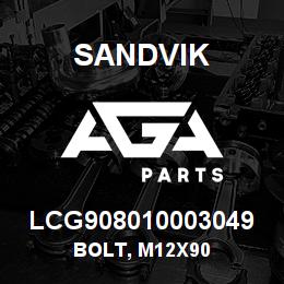 LCG908010003049 Sandvik BOLT, M12X90 | AGA Parts