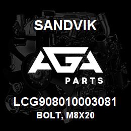 LCG908010003081 Sandvik BOLT, M8X20 | AGA Parts