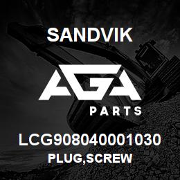 LCG908040001030 Sandvik PLUG,SCREW | AGA Parts