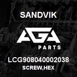 LCG908040002038 Sandvik SCREW,HEX | AGA Parts