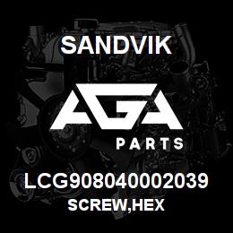 LCG908040002039 Sandvik SCREW,HEX | AGA Parts
