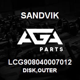 LCG908040007012 Sandvik DISK,OUTER | AGA Parts