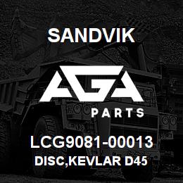 LCG9081-00013 Sandvik DISC,KEVLAR D45 | AGA Parts