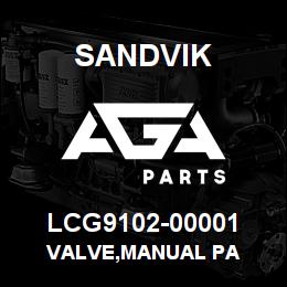 LCG9102-00001 Sandvik VALVE,MANUAL PA | AGA Parts