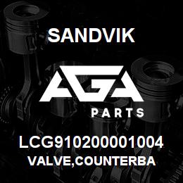LCG910200001004 Sandvik VALVE,COUNTERBA | AGA Parts