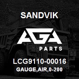 LCG9110-00016 Sandvik GAUGE,AIR,0-200 | AGA Parts