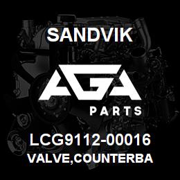 LCG9112-00016 Sandvik VALVE,COUNTERBA | AGA Parts