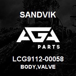 LCG9112-00058 Sandvik BODY,VALVE | AGA Parts