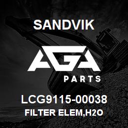 LCG9115-00038 Sandvik FILTER ELEM,H2O | AGA Parts
