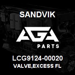 LCG9124-00020 Sandvik VALVE,EXCESS FL | AGA Parts