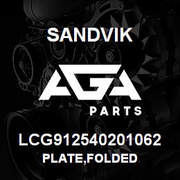 LCG912540201062 Sandvik PLATE,FOLDED | AGA Parts