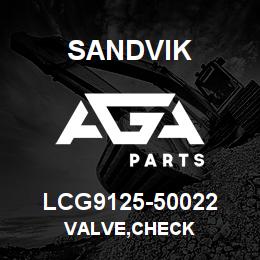 LCG9125-50022 Sandvik VALVE,CHECK | AGA Parts