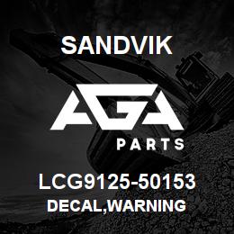 LCG9125-50153 Sandvik DECAL,WARNING | AGA Parts