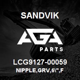 LCG9127-00059 Sandvik NIPPLE,GRV,6",F | AGA Parts