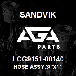 LCG9151-00140 Sandvik HOSE ASSY,3"X11 | AGA Parts