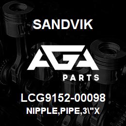 LCG9152-00098 Sandvik NIPPLE,PIPE,3"X | AGA Parts