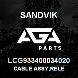 LCG933400034020 Sandvik CABLE ASSY,RELE | AGA Parts