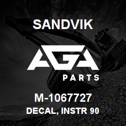 M-1067727 Sandvik DECAL, INSTR 90 | AGA Parts