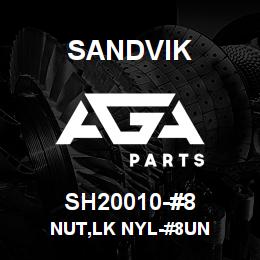 SH20010-#8 Sandvik NUT,LK NYL-#8UN | AGA Parts