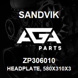 ZP306010 Sandvik HEADPLATE, 580X310X32 MM.M/S, SS032 | AGA Parts