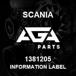 1381205 Scania INFORMATION LABEL | AGA Parts