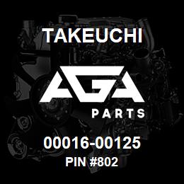 00016-00125 Takeuchi PIN #802 | AGA Parts