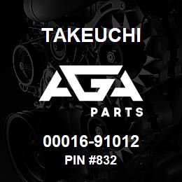 00016-91012 Takeuchi PIN #832 | AGA Parts