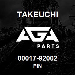 00017-92002 Takeuchi PIN | AGA Parts