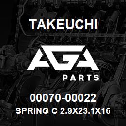 00070-00022 Takeuchi SPRING C 2.9X23.1X16 | AGA Parts