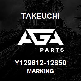 Y129612-12650 Takeuchi MARKING | AGA Parts