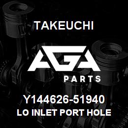 Y144626-51940 Takeuchi LO INLET PORT HOLE | AGA Parts