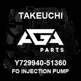 Y729940-51360 Takeuchi FO INJECTION PUMP | AGA Parts