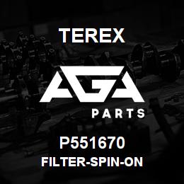 P551670 Terex FILTER-SPIN-ON | AGA Parts