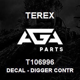 T106996 Terex DECAL - DIGGER CONTROLS - MECHANICAL - SAE | AGA Parts