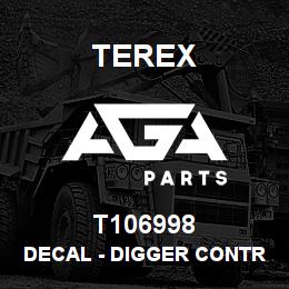 T106998 Terex DECAL - DIGGER CONTROLS - MECHANICAL - ISO/SAE REVERSIBLE | AGA Parts