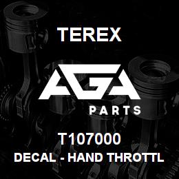 T107000 Terex DECAL - HAND THROTTLE | AGA Parts