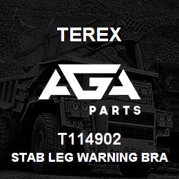 T114902 Terex STAB LEG WARNING BRACKET - RH | AGA Parts