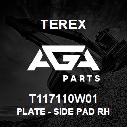 T117110W01 Terex PLATE - SIDE PAD RH (WHITE) | AGA Parts