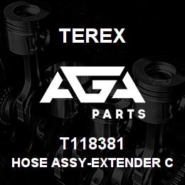 T118381 Terex HOSE ASSY-EXTENDER CYL ROD END-B.PLATE TO VALVE | AGA Parts