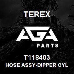 T118403 Terex HOSE ASSY-DIPPER CYL PILOT-B.PLATE TO VALVE | AGA Parts